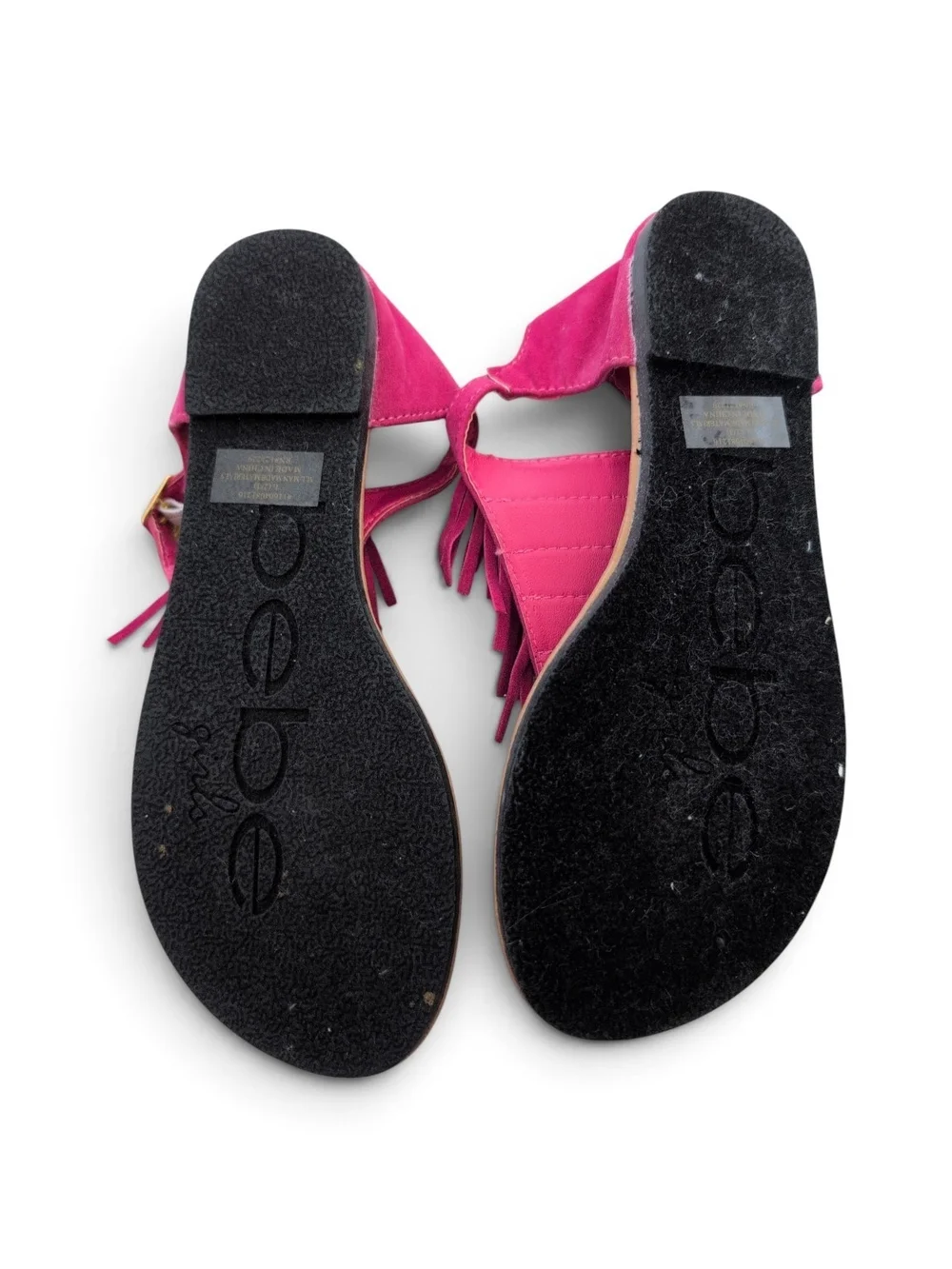 bebe Fuchsia Fringe Thong Sandals